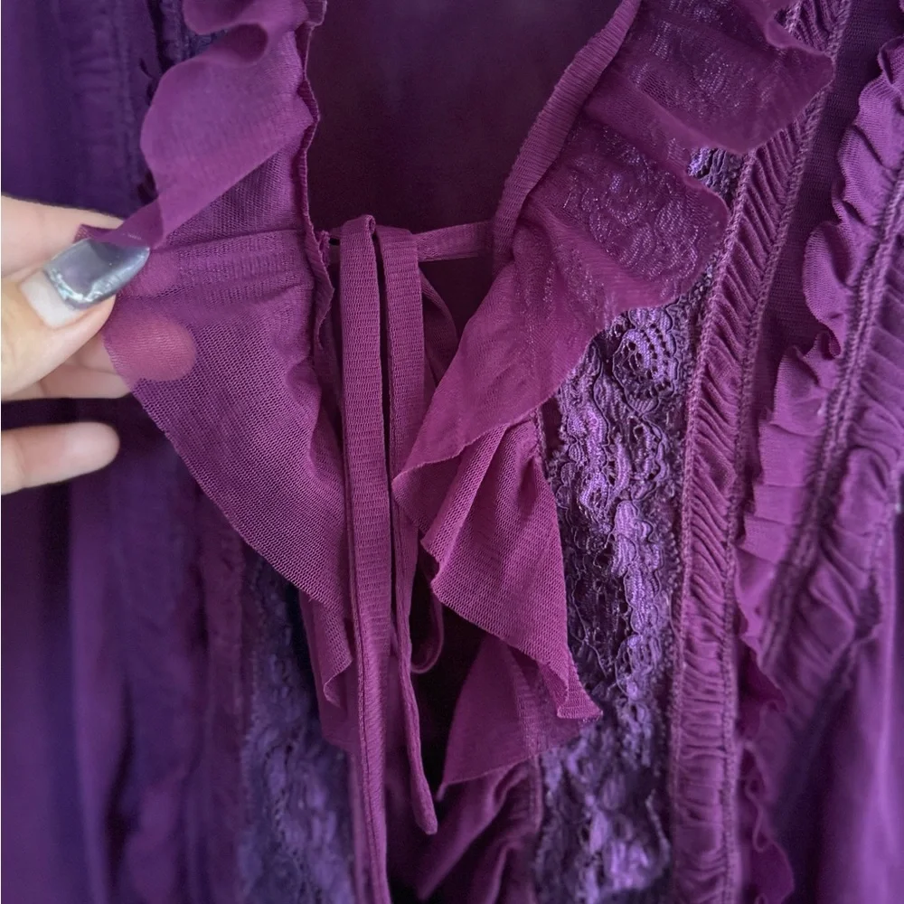 Sold- Antthony Purple Sheer Ruffles Cardigan - Picture 5 of 9